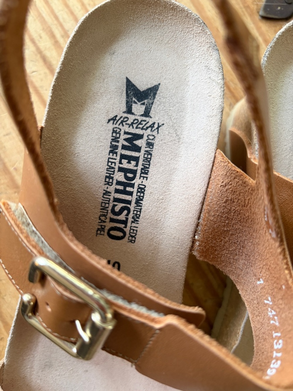 Mephisto Lissandra Cork Wedge Platform Sandals Leather Brown Cream Gold Size 10 - Picture 7 of 14
